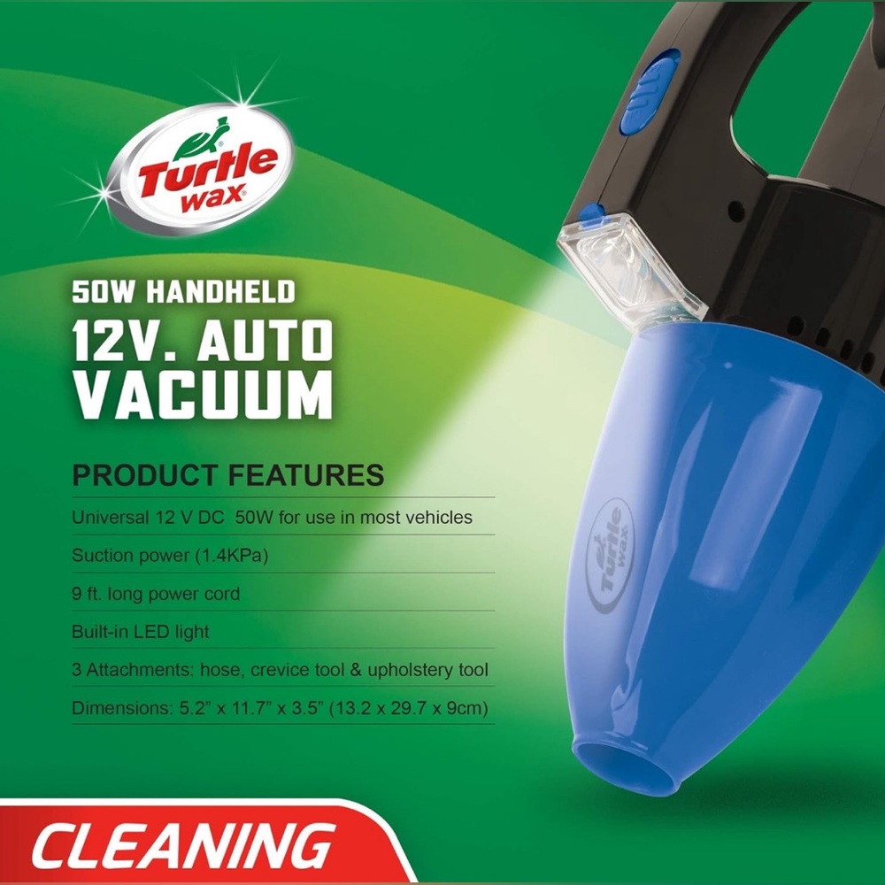 Turtle Wax 9 ft cord handheld 12 Volt auto vaccum